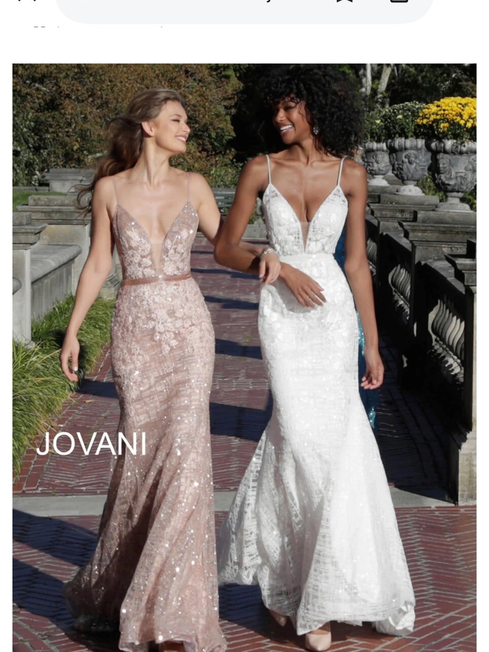 Jovani White Lace Plunging Mermaid Prom Dress